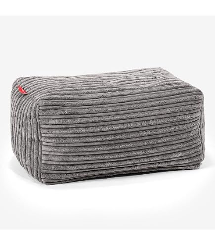 Jumbo Corduroy Cube Pouffe Bean Bag - Prefilled Footstool & Ottoman For Living Room, Bedroom | Portable, Washable & Multi-Use
