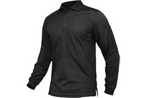 TACVASEN Herren Poloshirt Langarm Golf Tshirts Tactical Shirt Leicht Atmungsaktiv Freizeitshirts mit Brillenhalter