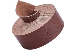 GORGECRAFT Bande de Sangle en Cuir Marron 25mm de Large et 2m de Long Motif Litchi Bandes de Ceinture en Cuir Wrap Simple Face Cordon Plat pour Projets D'Artisanat de Bricolage