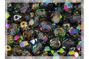 ‎BOHEMIA CRYSTAL VALLEY 50 pcs Faceted Fire Polished Pressed Czech Glass Beads 6mm (0.24in), 00030-28137 Crystal Vitrail Medium