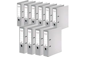 ‎FALKEN Original Falken 10er Pack Chromocolor Premium-Ordner. Made in Germany. Kunststoffbezug außen und innen 8 cm breit DIN A4 grau Ringordner Aktenordner Briefordner Büroordner Plastikordner