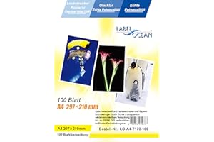 LABELOCEAN (R) 100 Blatt A4 Overheadfolie (OHP Transparentfolie Transparentpapier) für Farblaserdrucker, s/w Laserdrucker und Kopierer