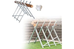 UISEBRT Sågbock vikbar med handske för motorsågar, träbock av metall, 82 x 80,5 x 79 cm, stålram kan belastas upp till 150 kg