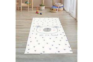 Teppich-Traum de Chambre d'enfant Doux Cœur et Un Ourson Mignon – crème 80 x 150 cm