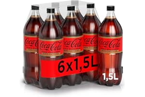 Coca-Cola Zero Zuccheri Zero Caffeina – 6 Bottiglie da 1.5 L, Tutto il Gusto Coca-Cola Senza Calorie e Senza Caffeina, in bottiglia PET 100% Riciclabile, Bevanda Analcolica con Edulcoranti