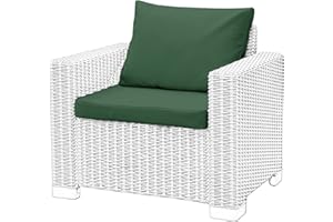 ISTYLE MODE BETTER HOME CHOICE 1,2 or 3 Seater Replacement Seat Cushion Pads for Keter Allibert California Rattan Outdoor Furniture | Water Resistant Rattan Patio Set Sofa Cushions Pads (Armchair, Bottle Green)