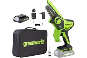 Greenworks Mini piła łańcuchowa 24 V 4 cale (10 cm) akumulatorowa piła łańcuchowa z akumulatorem 2 Ah, elektryczna piła łańcuchowa 7,8 m/s, do gałęzi drzew, cięcia ogrodu, dziedzińca i gospodarstwa