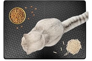 DOKENO Alfombra Gatos Arenero de Silicona, 70 x 50 cm Estera de Arena Gatos Impermeable, Fácil de Limpiar, Alfombrilla para Arena de Gatos Antideslizante Lavable para el Control de la Arena (Negro)