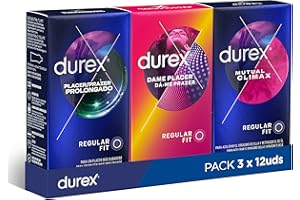 Durex Pack Placer Prolongado + Dame Placer + Mutual Climax, Pack Ahorro 36 Condones