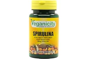 Veganicity Spirulina 500mg : Blue-Green Algae Supplement : 90 Tablets, in a Planet-Friendly 99% Recycled Pot