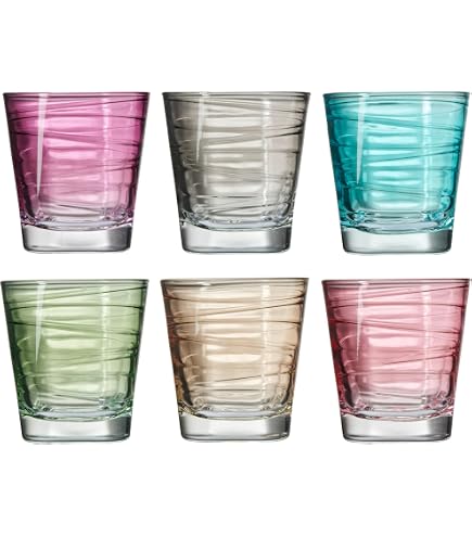 Lot De 4 Verres Twist LEONARDO HOME 215ml - Couleurs Vives, Design Torsadé, Lave-vaisselle, Quotidien