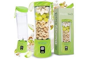 ‎BLENDYGO BlendyGo 3® Mixer Smoothie Maker, Smoothie Mixer Klein, Mini Portable Blender, Tragbarer Mixer USB, Smoothie-Maker to go, Standmixer 550 ml, BPA-freie, PulseMotion &BlendPro Technologie (Grün)
