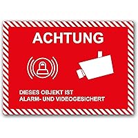 5 Stück XXL Achtung Dieses Objekt ist Alarm und Videogesicht Dieser Bereich Wird videoüberwacht in A4 | 21 x 29,7cm…