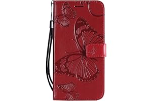 DENDICO Cover per iPhone XS Max, Pelle Portafoglio Custodia per iPhone XS Max Custodia a Libro con Funzione di appoggio e Porta Carte di Credito - Rosso