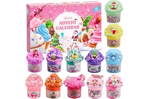 Slime-adventskalender 2026, 24-dagars nedräkning, 12 överraskningar, kit för barn 3-11 år