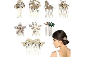 Menibeuty 8 Piezas Peines Laterales de Pelo Vintage, Metal Cabello Peine Lateral Horquillas de Cristal para Mujer Dientes Peine Lateral, Accesorios Boda para Fiestas Cumpleaños Aniversarios
