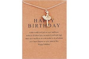 CROWNOFRIBBONS Girls Happy Birthday Gift, Ballet Dancer Necklace, Inspirational Card, Organza Bag