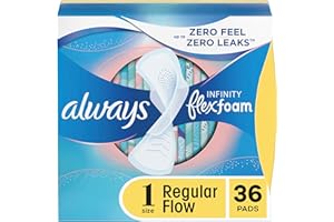 Always Infinity Lot de 36 serviettes hygiéniques féminines pour femme, taille 1, absorption régulière, avec ailes, avec Flexfoam, non parfumées, 36 pièces