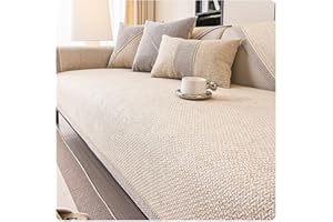 FYFWPA Sofa Überzug Vintage Sofabezug Weiche: rutschfest Sofaschoner Gewebte Baumwolle und Leinen 1/2/3/4 Sitzer Couch Überzug Sofaüberwürfe für U Form L Form Sektionssofa(Beige,70 * 120cm)