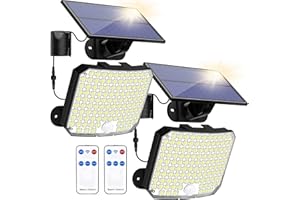 KERNOWO Solar Lights Outdoor, Solar Security Light with Motion Sensor 118 LED Solar Powered Pir Wall Lights with 16.5Ft/5M Cable for Garden, Yard, Pathway - IP65 Waterproof, Separate Solar Panel, 2 Pack