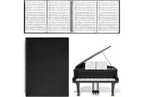 HIMOMO Classeur pour partitions de piano - 4 pages - 30 pochettes - 60 pages - Format A4 - Noir - Double face inscriptible - Pour fanfare de fanfare et piano - Format lettre (216 mm x 279 mm)