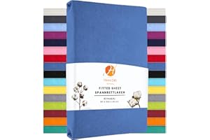 ‎HEIM24H GERMANY Heim24h® Fitted Sheet, Jersey Fitted Bed Sheet with a Base Height of 18 to 30 cm, 100% Cotton, High Quality, Elastic, Breathable and Soft