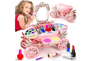 DOLOOWEE Kinderschminksets für Mädchen, 3 in 1 Schminkset mit abwaschbarer ungiftiger Kosmetik, mit Led und Musik Mädchenspielzeug, Weihnachts und Geburtstagsgeschenke für Kinderschminkset Alter 3+