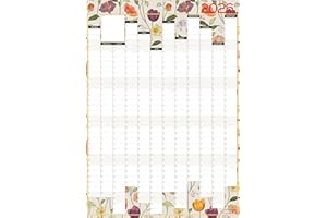 Studio Henki 2026 A2 Wall Planner – Vertical Year-to-View Calendar. Includes stickers. Crease-free. Spring Garden