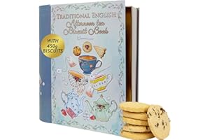 THE SILVER CRANE CO. Afternoon Tea Book Biscuit Tin Gift - Christmas Biscuits & Snacks Set, Scottish Shortbread Assorted Selection Box - Festive Biscuits Tin Hamper, Novelty British Food Gifts for Women & Men