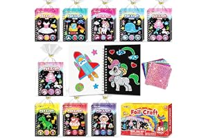 FUNNYB&G Foil Art Party Favors for Kids - 24 Pack Foil Art Crafts Kits Coloring Books, Goodie Bag Stuffers Party Favors for Kids 4-8 8-12, Bulk Birthday Classroom Prizes Girls Boys Gifts (Classic)