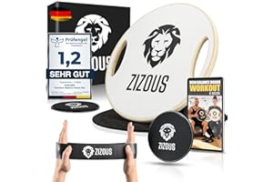 ZIZOUS® Premium Balance Board TESTSIEGER Komplettset - Hochwertiges Wackelbrett inkl. Antirutschmatte - Gleichgewichtstrainer mit Handgriffen - Balance-Board mit Ebook