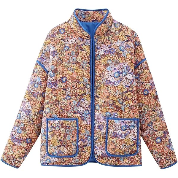Alaurbeauty Veste Matelassée Courte Y2k Femme - Imprimé Floral - Légère Et Chaude - Veste Rembourrée Hiver