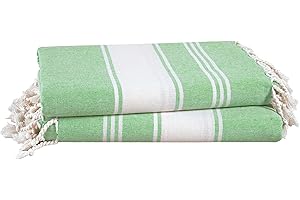 LANE LINEN Turkish Beach Towels, 2 Pack Extra Large Beach Towel, Pre-Washed for Soft Feel, Cotton Rich Oversized Sand Free Quick-Dry Pool Towel, Beach Towels For Adults,39"x71" - Jade Green