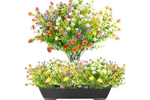 BANTI Fiori Finti Artificiali in Plastica Piante Finte da Esterno Artificiale Arbusti Piante Resistenti ai Raggi Bouquet Fiori Finti per Decorazioni per la Casa Giardino Matrimonio Festa 6pcs