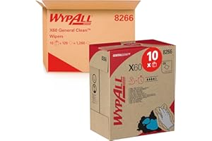 WypAll X60 General Clean paños 8266 - Paños de limpieza - 10 cajas POP-UP x 126 paños de limpieza blancos (1260 en total)