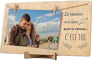 CONTRAXT Cadre album photo Saint Valentin. Cadre support tableau porte cadeaux détails idées originales bonne saint valentin amoureux pele mele photo mural corde pince bois Homme Femme (Couples FR)