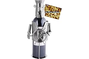 BRUBAKER Weinflaschenhalter Flaschenständer Kapitän Deko-Objekt Metall mit Grußkarte für Weingeschenk