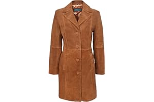 SMART RANGE LEATHER TRENCH Ladies Real Leather Jacket Black Classic Knee-Length Designer Coat 3457