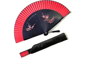 Eastern Wind ventaglio pieghevole blu，ventagli fatto a mano con bambù, include un copriventola 22X40CM