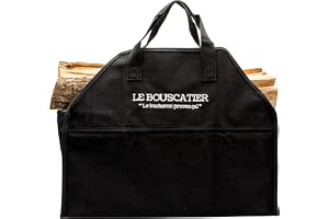 Bärväska robust och hållbar ved för vedträ: 60 x 46 x 26 cm 50 l. Extra stor multikorg, tillbehör för kamin, öppen spis, eldskål eller grill
