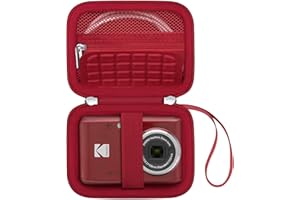 Canboc Funda de Transporte cámara Digital Kodak PIXPRO FZ55/ FZ45 de 16 MP, Bolsa para cámara de vídeo FZ45 para vlogging, Bolsillo de Malla para Cable, Tarjeta SD, roja (Solo Funda)