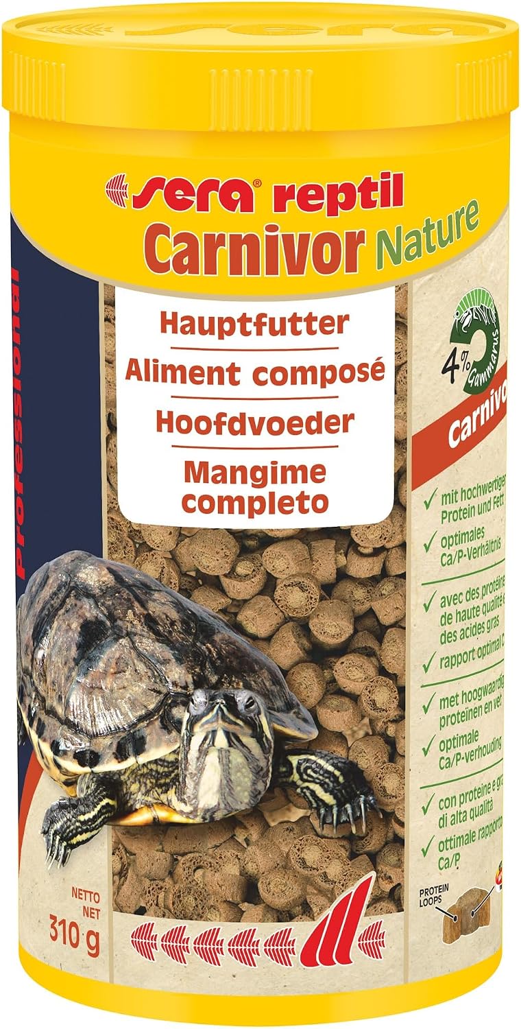 Sera Reptil Professional carnivor Nature 1 L 310 g | alimento para Tortugas acuáticas | sin colorantes ni conservantes | Rico en proteínas | vitaminas Importantes