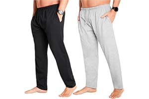 CityComfort Mens Pyjama Bottoms - Jersey Lounge Pants with Pockets, Pack of 2