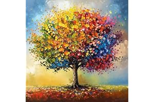 MEIYUDA Diamond Painting Art Arbre de vie, 5D Diamond Painting Adulte Enfant Arbre abstrait, Decoration Chambre DIY Des Pierres Précieuses Pour La, Maison Décoration Murale Cadeaux 30x30cm
