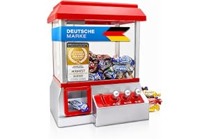 GOODS+GADGETS® Godisautomat Candy Grabber Claw Machine - Röd | Godisspelmaskin med griparm, tivolimusik & myntaktivering – perfekt present för barn