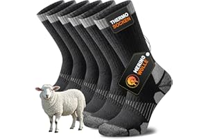Niorasen Merino Wandersocken Herren Damen, Thermosocken Outdoor Socken Trekkingsocken, Merinowolle Warme Wintersocken, Sportsocken Laufsocken Atmungsaktiv Anti-Blasen & Gepolstert 3 Paar