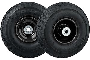 Relaxdays Sackkarrenrad 3.00-4, 2er Set, luftbereiftes Komplettrad mit Stahlfelge, für 16 mm Achse, 100 kg, schwarz