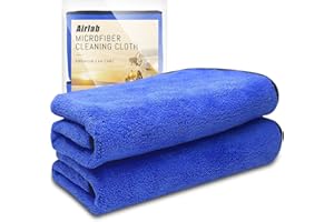 Airlab 2X Panni Asciugatura Microfibra Auto Moto, 90x60 CM XXL Asciugamani Rapido Lava Senza Aloni Catturapolvere Assorbenti Lucidatura, Panno Pulire per Vetri, Stracci per Pulizia Interni e Esterni