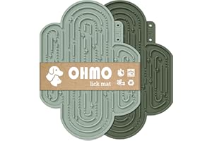 OHMO Mata do biegania dla psów, mata do spania dla szczeniąt i kotów, 2 pary, inspirowana kaktusem, łagodzi niepokój zwierząt i powoli je karmi (kaktus i jasnozielony)