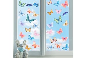 KAIRNE 31 Stück Bunt Schmetterlinge Fensteraufkleber,Fenstersticker Schmetterling,Wandtattoo Kinderzimmer Mädchen,Schmetterling Wandsticker Fensterbild,DIY Tiere Wandaufkleber für Babyzimmer Wanddeko